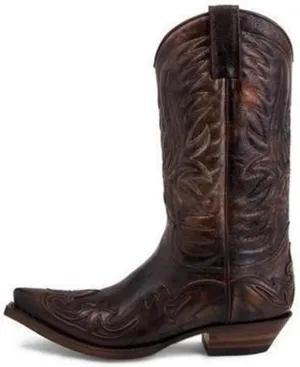 Cowboy Boots Men Boots Casual Work Boots Traditional Embroidered Low Heel Stitching Country Boot Western Boot Fashionable Boots
