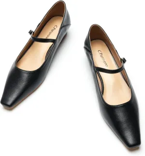 C.Paravano Convertible Mary Jane Shoes for Women - Fold Down Heel Shoes Low Mules Two-Way Adjustable Backless Loafers