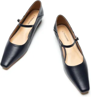 C.Paravano Convertible Mary Jane Shoes for Women - Fold Down Heel Shoes Low Mules Two-Way Adjustable Backless Loafers