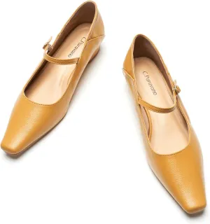 C.Paravano Convertible Mary Jane Shoes for Women - Fold Down Heel Shoes Low Mules Two-Way Adjustable Backless Loafers