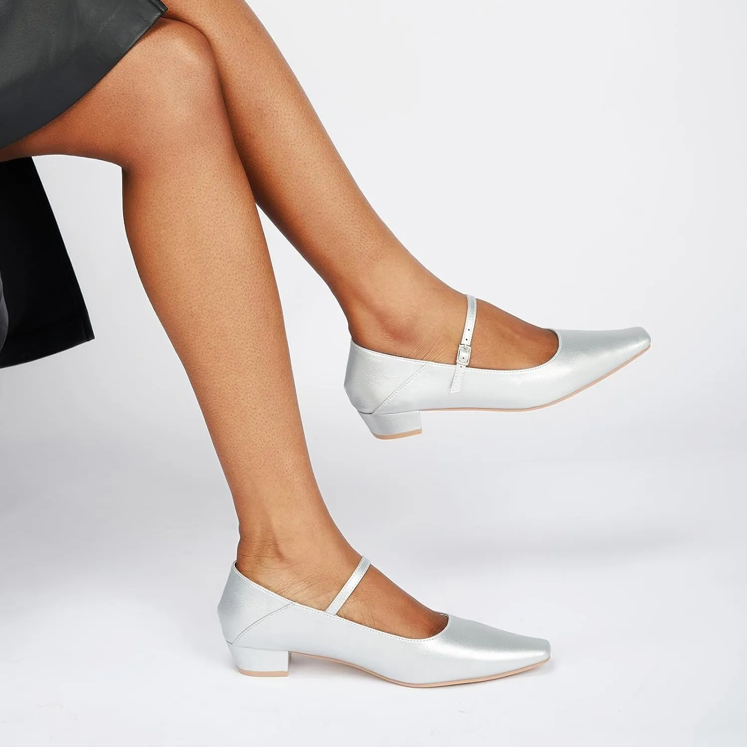 C.Paravano Convertible Mary Jane Shoes for Women - Fold Down Heel Shoes Low Mules Two-Way Adjustable Backless Loafers