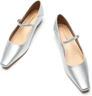C.Paravano Convertible Mary Jane Shoes for Women - Fold Down Heel Shoes Low Mules Two-Way Adjustable Backless Loafers