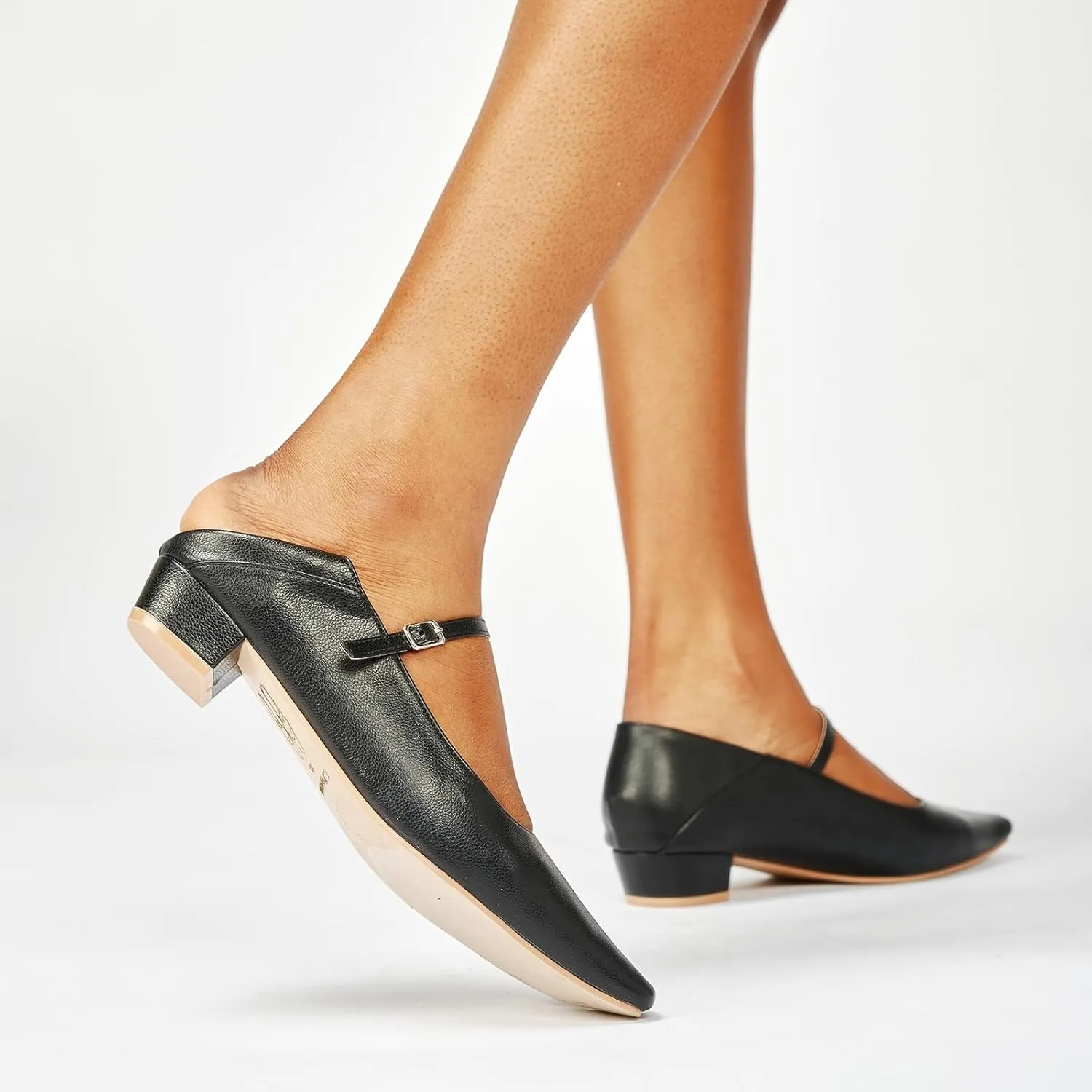 C.Paravano Convertible Mary Jane Shoes for Women - Fold Down Heel Shoes Low Mules Two-Way Adjustable Backless Loafers