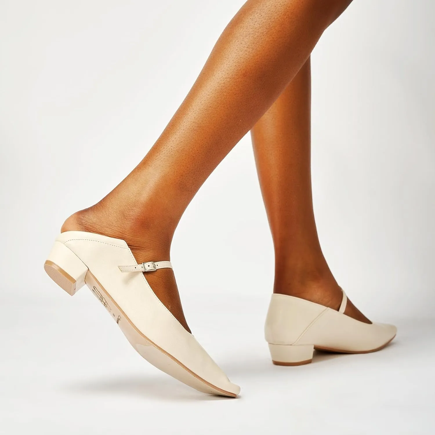 C.Paravano Convertible Mary Jane Shoes for Women - Fold Down Heel Shoes Low Mules Two-Way Adjustable Backless Loafers