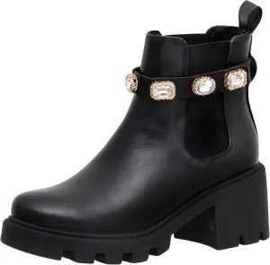 CUSHIONAIRE Women's Julie chelsea boot with Jeweled strap  Memory Foam