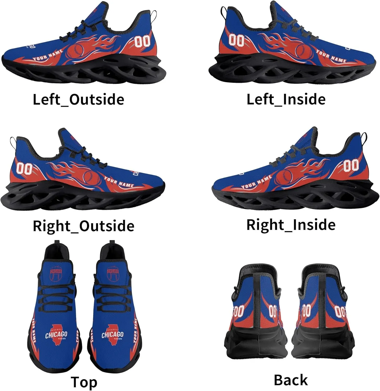 Custom Baseball Flex Control Sneakers Personalized Fan Men's Breathable Name Number Gift Workout Athletic Gym Slip-on Shoes