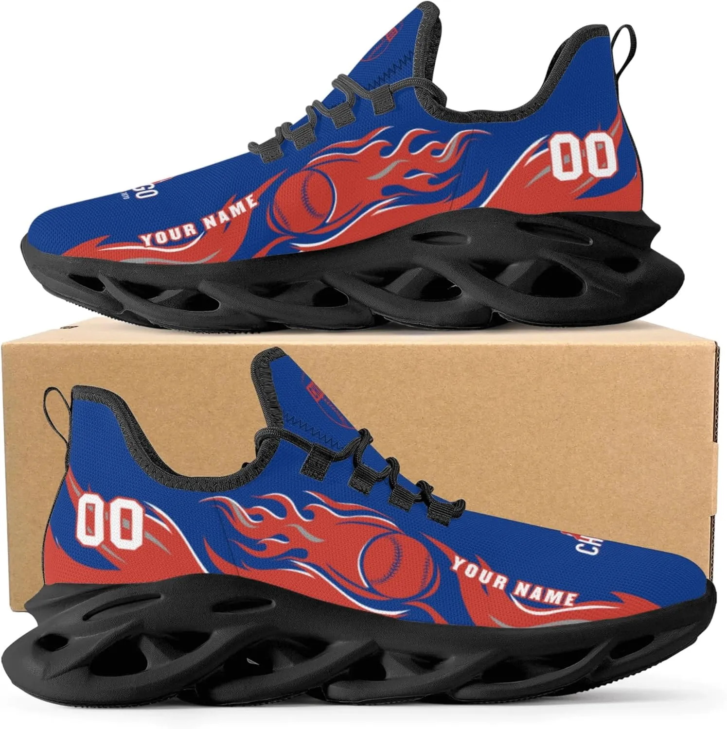 Custom Baseball Flex Control Sneakers Personalized Fan Men's Breathable Name Number Gift Workout Athletic Gym Slip-on Shoes
