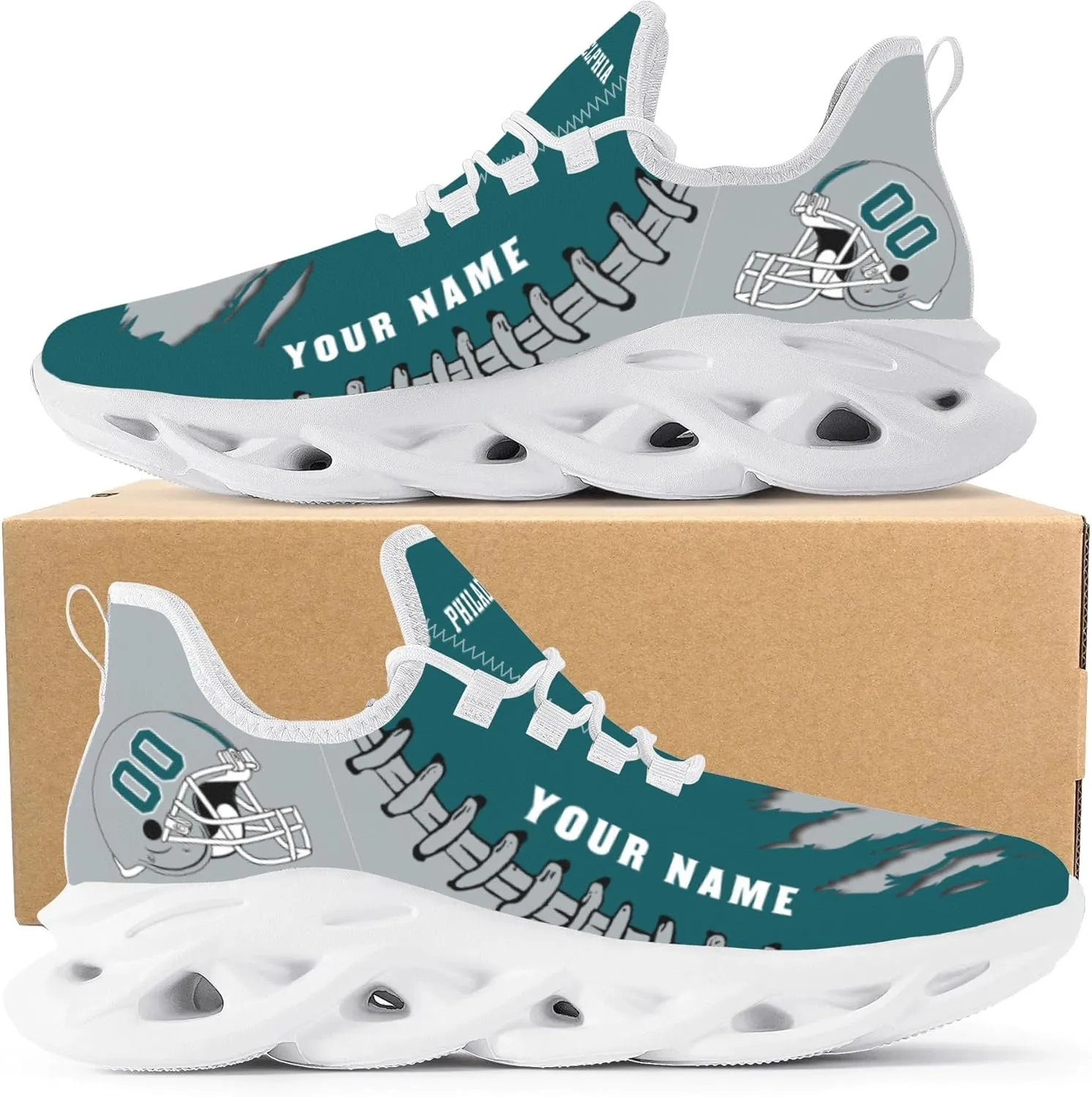 Custom Football Flex Control Sneakers Personalized Fans Men's Breathable Name Number Gifts Workout Athletic Gym Slip-on Shoes