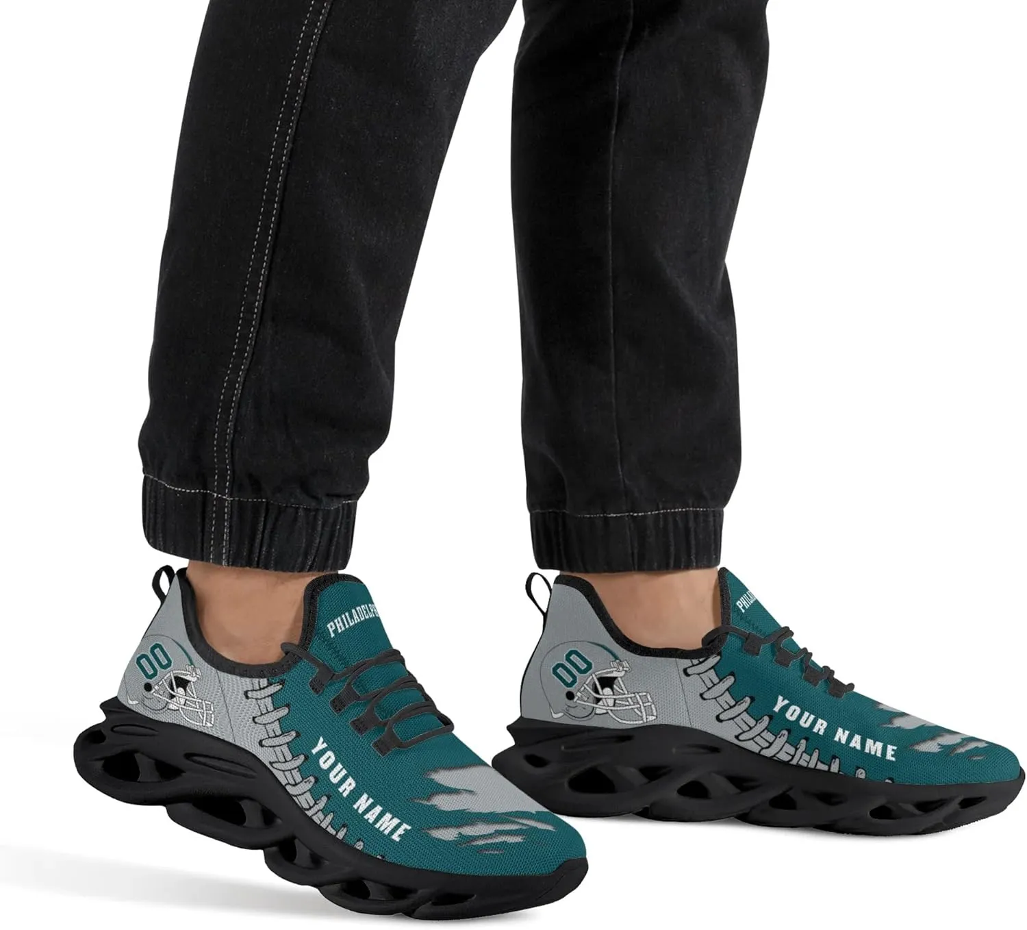 Custom Football Flex Control Sneakers Personalized Fans Men's Breathable Name Number Gifts Workout Athletic Gym Slip-on Shoes