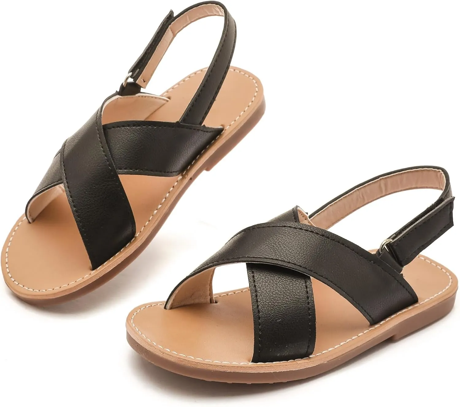 DADAWEN Girl's Summer Water Sandals Strappy Comfort Soft Flat Sandal (Toddler/Little Kid)