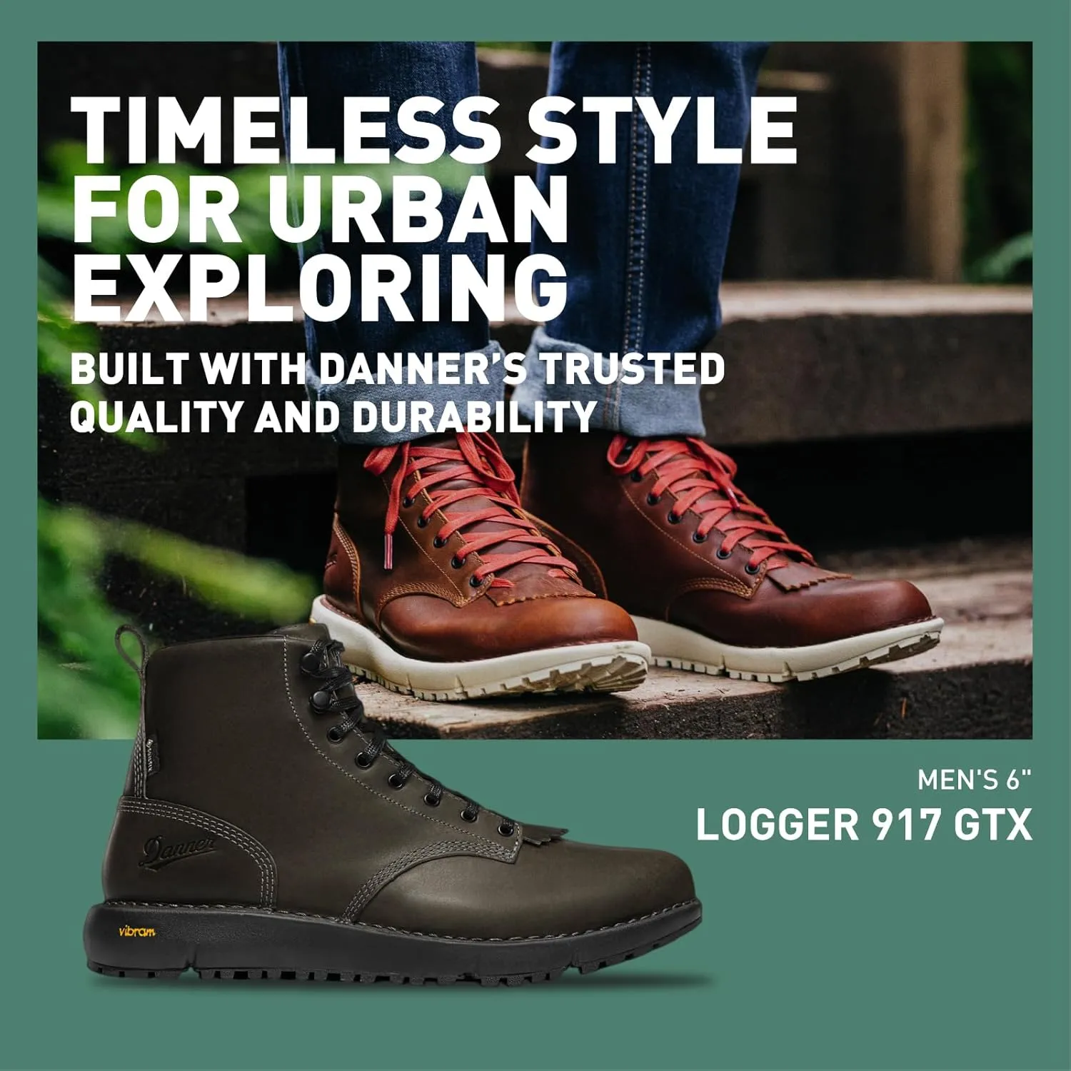 Danner Logger 917 6" Waterproof Hiking Boots for Men - Full-Grain Leather with Breathable Gore-Tex, Vibram SPE Midsole, and 917 Traction Outsole