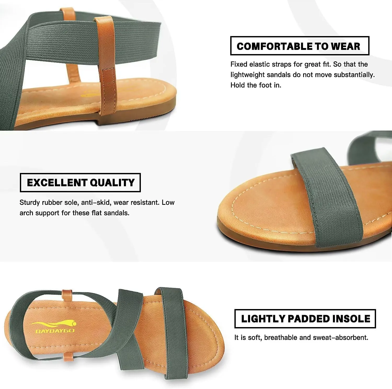 DAYDAYGO Women's Elastic Flat Sandals