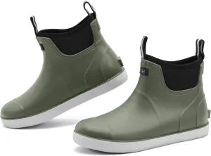 Deck Boots Men Size 6.5-10.5, Rain Boots Anti-Slip Fishing, Waterproof Shoes Rogue Wave, Rubber Boots Outdoor Ankle Footwear Durable