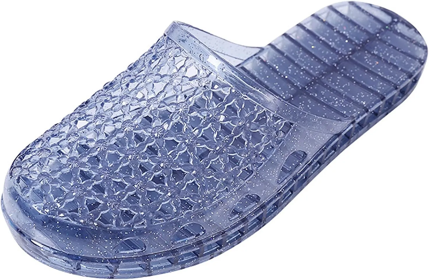 DESESE Women Transparent Closed Toe Jelly Mueller Slippers Hollow Out Flat Mules Transparent Nest Casual Slippers Glitter Clear Flats Slip On Beach Shoes