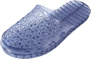 DESESE Women Transparent Closed Toe Jelly Mueller Slippers Hollow Out Flat Mules Transparent Nest Casual Slippers Glitter Clear Flats Slip On Beach Shoes