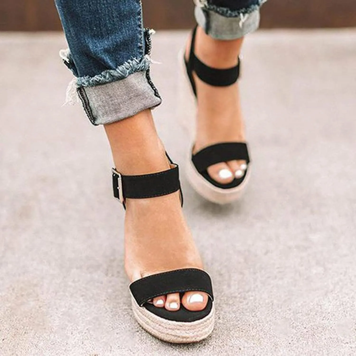 Dheva-C Platform Sandals Women Summer Dressy Fashion Espadrilles Sandals Wedges Sandals Platform Casual Summer High Heels Open Toe Sandals Slip on Shoes Women