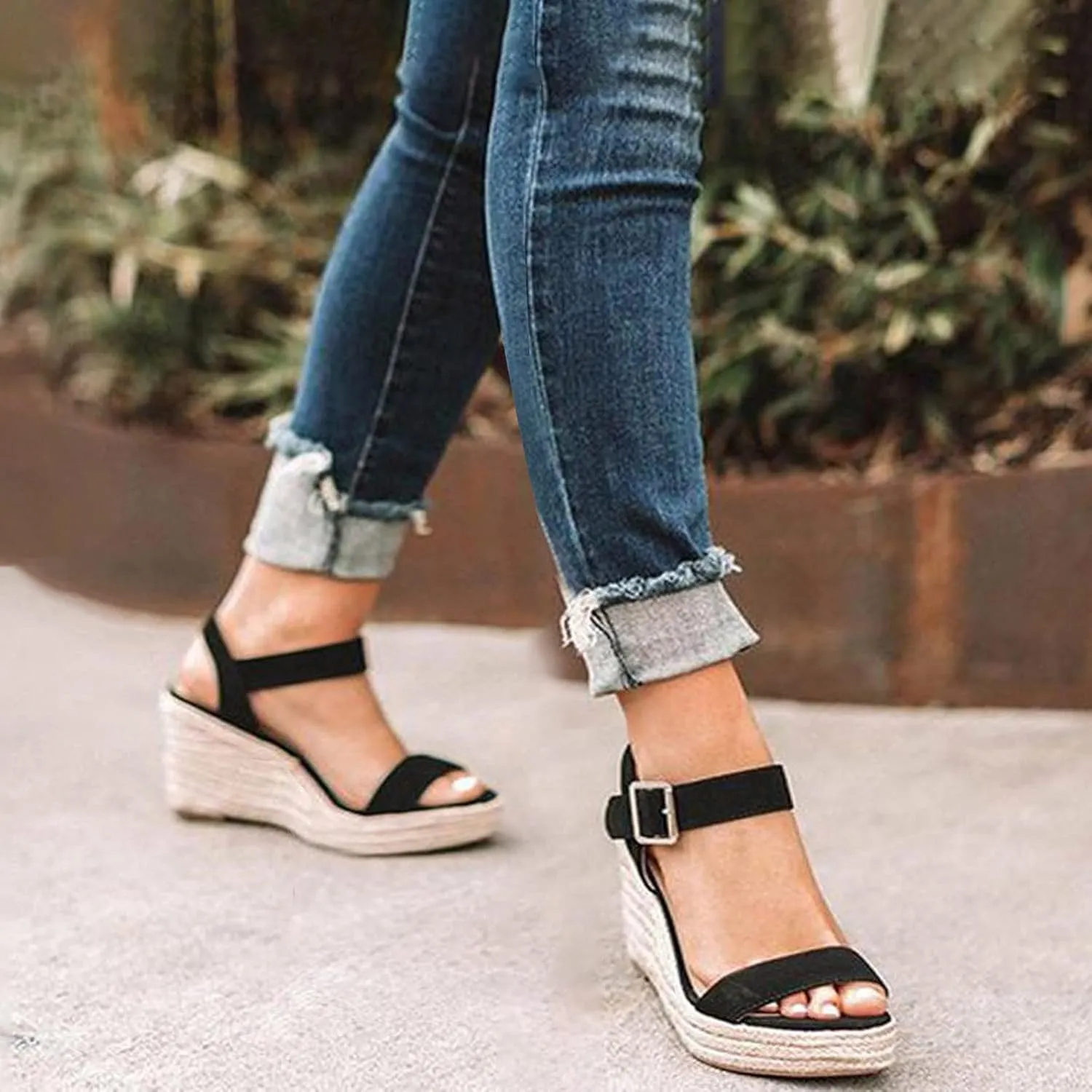 Dheva-C Platform Sandals Women Summer Dressy Fashion Espadrilles Sandals Wedges Sandals Platform Casual Summer High Heels Open Toe Sandals Slip on Shoes Women