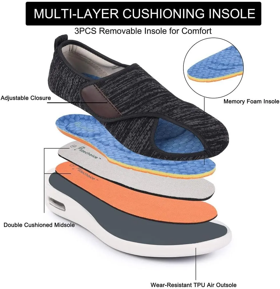 Diabetic Shoes for Women, Women's Wide Width Elderly Shoes, Adjustable Closure Lightweight Breathable, Swollen Feet Walking Edema Sneakers
