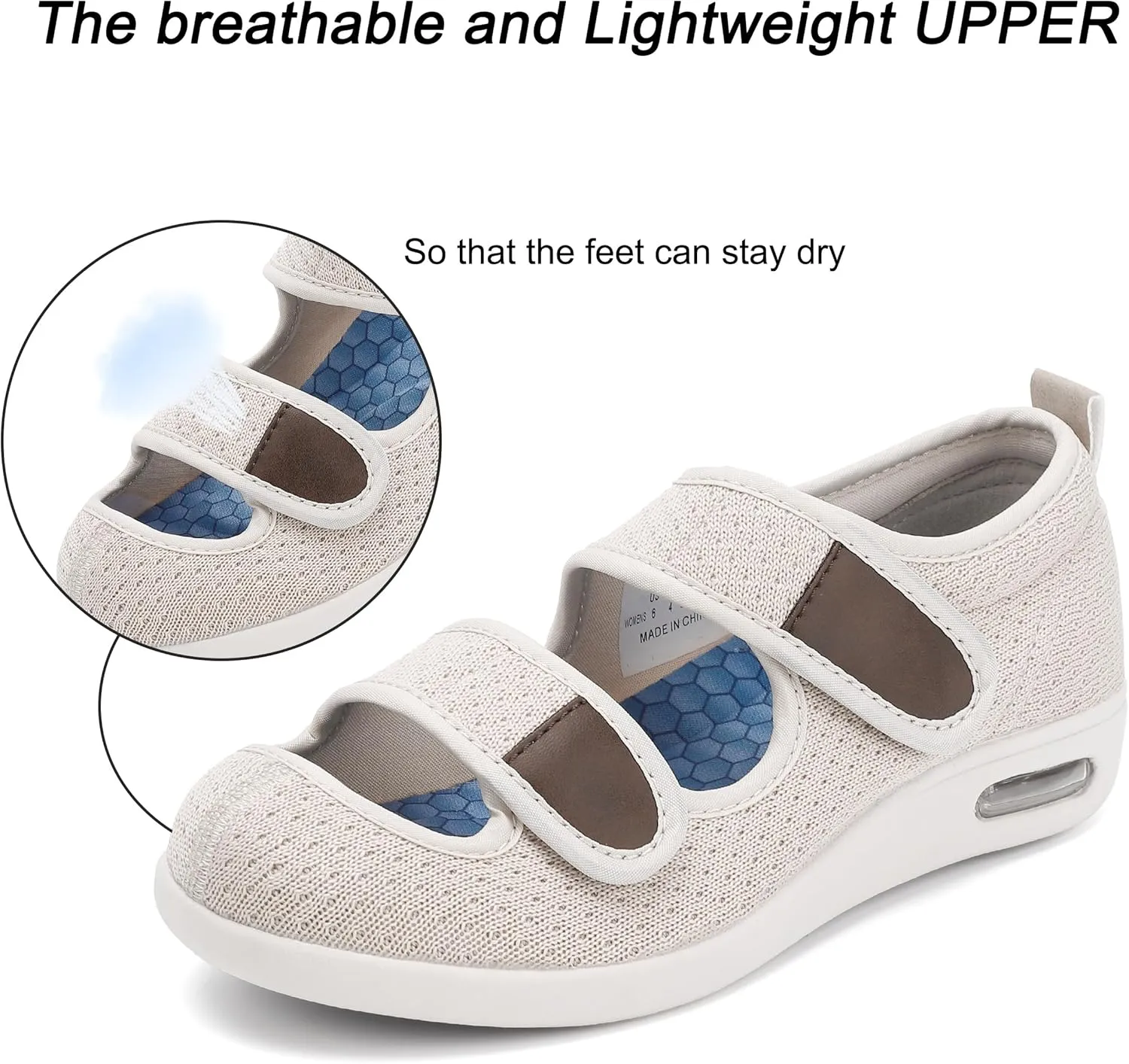 Diabetic Shoes for Women, Women's Wide Width Elderly Shoes, Adjustable Closure Lightweight Breathable, Swollen Feet Walking Edema Sneakers