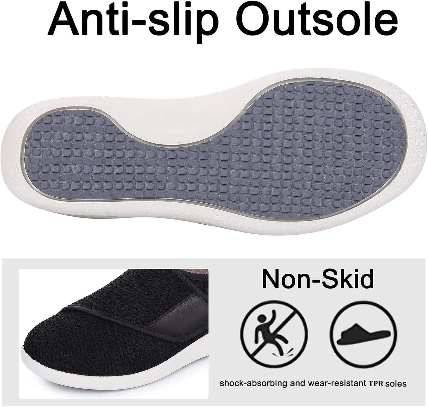 Diabetic Shoes for Women, Women's Wide Width Elderly Shoes, Adjustable Closure Lightweight Breathable, Swollen Feet Walking Edema Sneakers