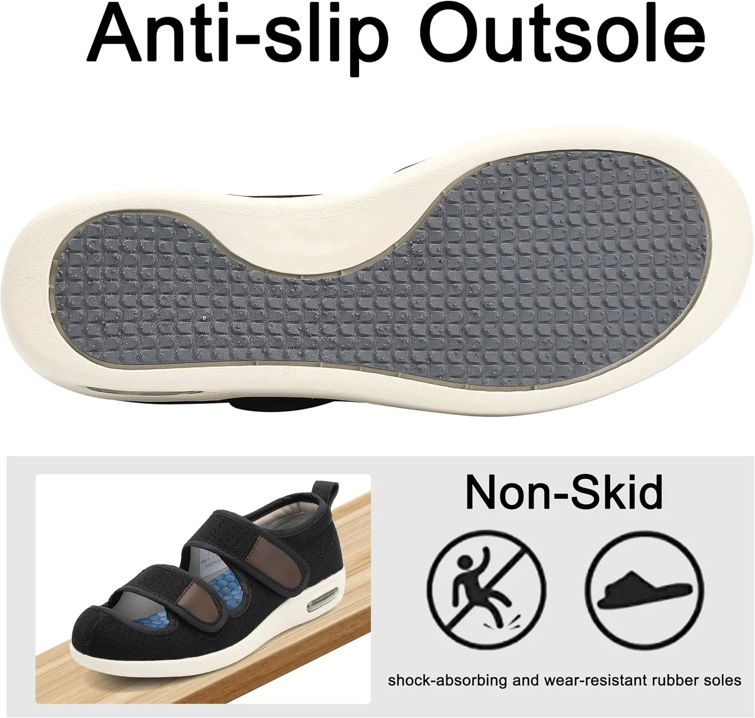 Diabetic Shoes for Women, Women's Wide Width Elderly Shoes, Adjustable Closure Lightweight Breathable, Swollen Feet Walking Edema Sneakers