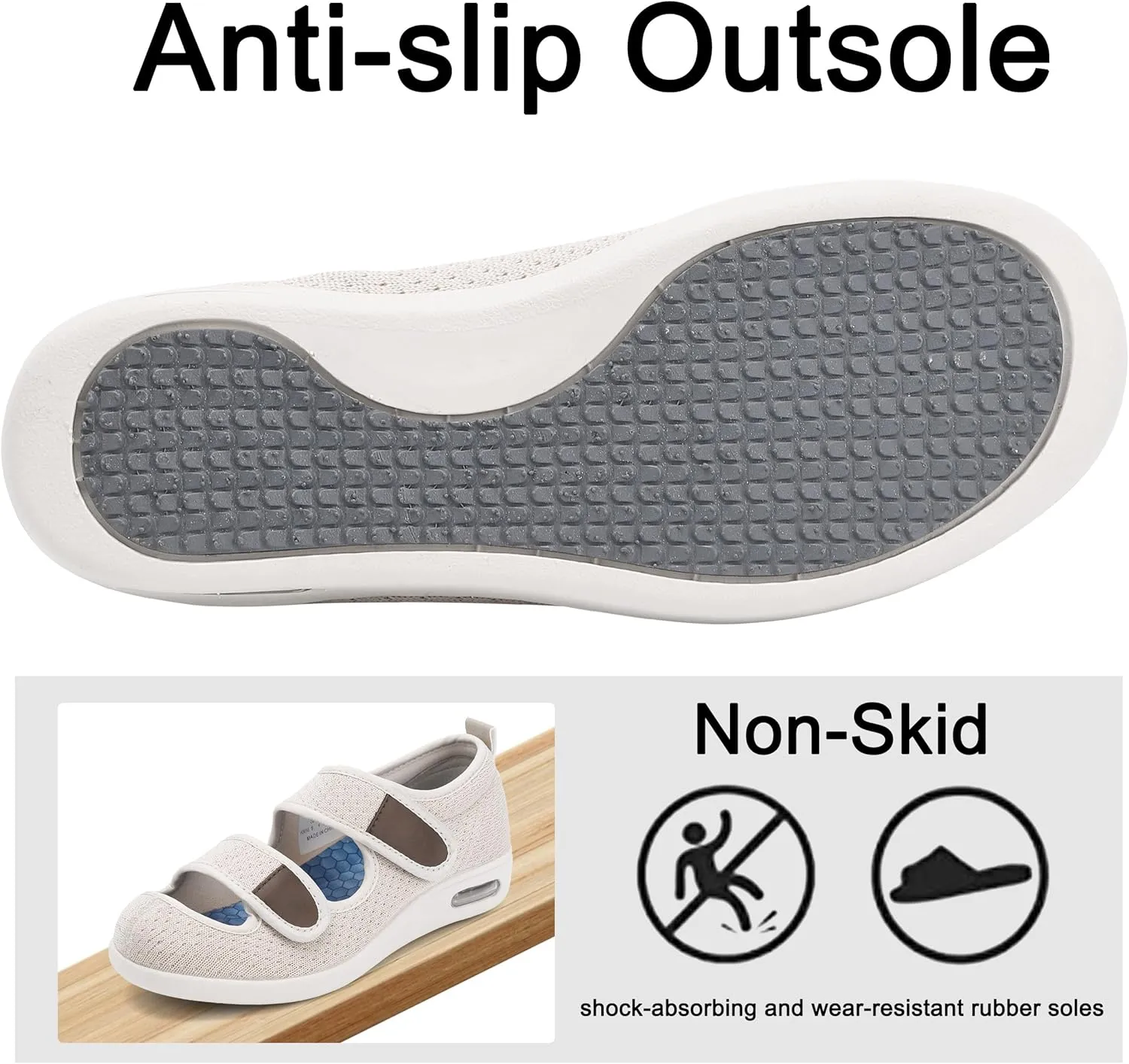 Diabetic Shoes for Women, Women's Wide Width Elderly Shoes, Adjustable Closure Lightweight Breathable, Swollen Feet Walking Edema Sneakers