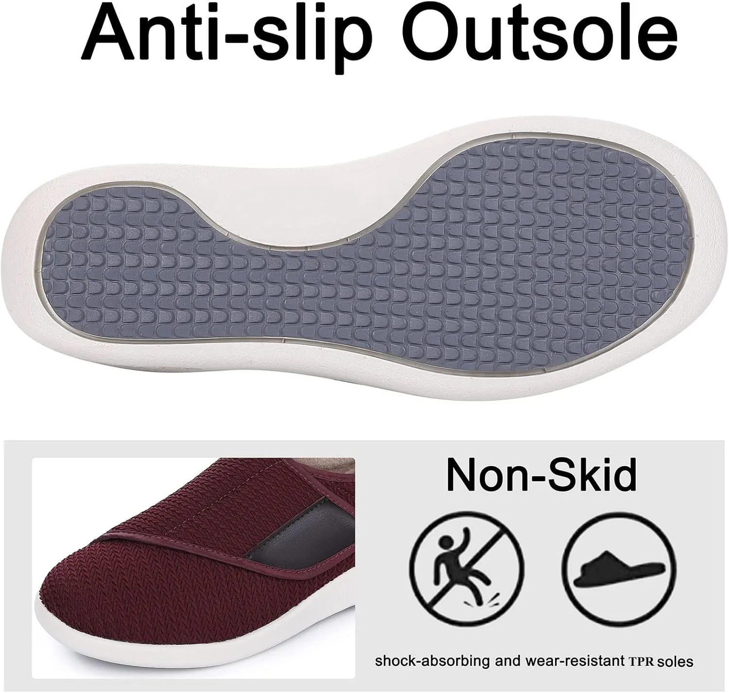 Diabetic Shoes for Women, Women's Wide Width Elderly Shoes, Adjustable Closure Lightweight Breathable, Swollen Feet Walking Edema Sneakers