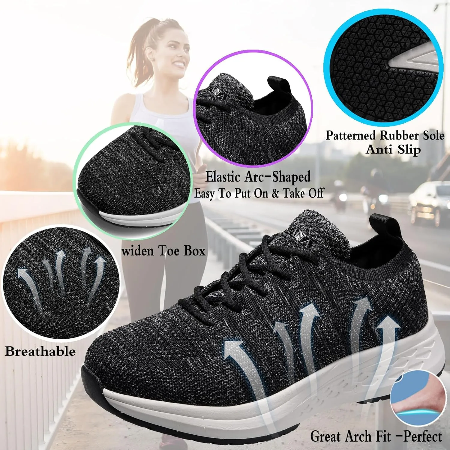Diabetic Sneakers for Women Adjustable Widch Orthotic for Swollen Feet | Foot Pain Relief