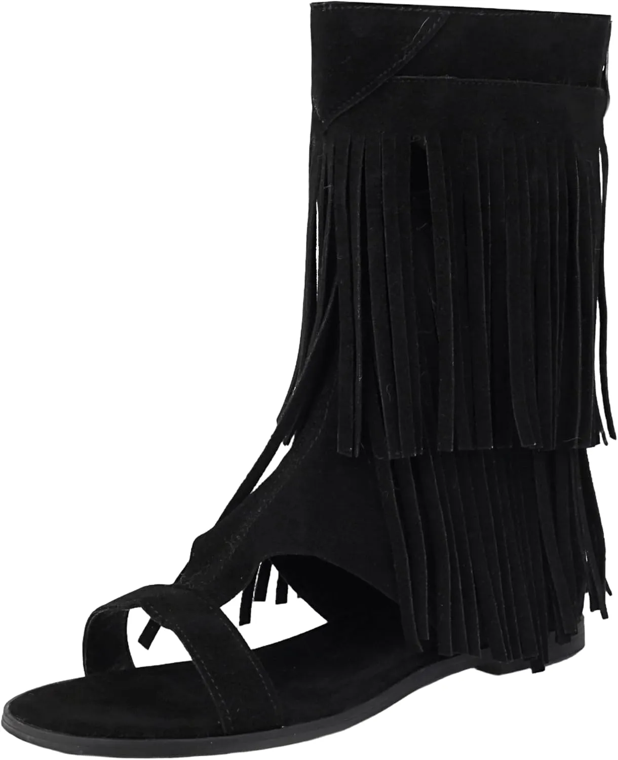 DINTAHA Fringe Gladiator Sandals Womens Flat Sandals Summer Ankle Boots