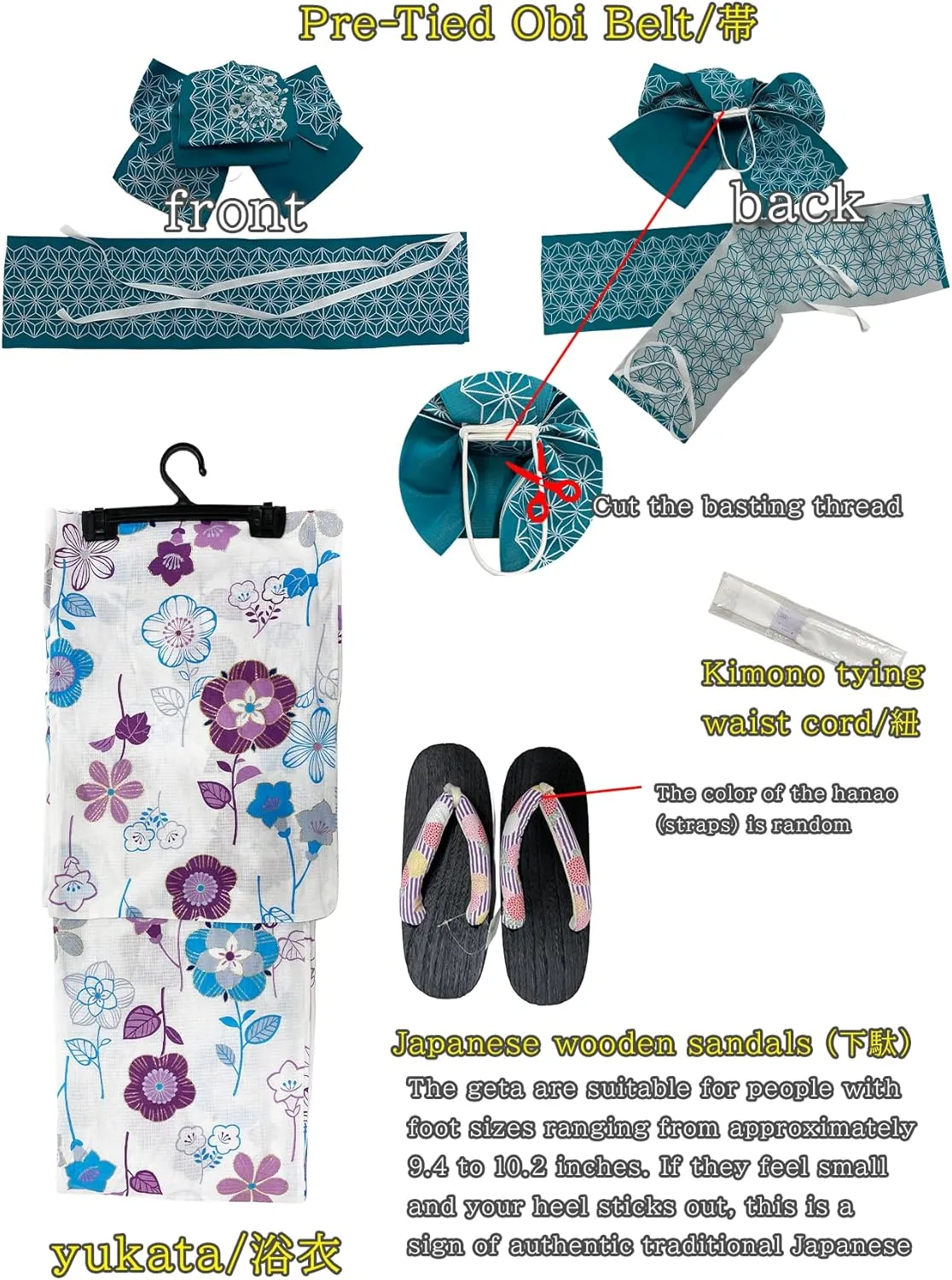 Dita ENSHU Women's Traditional Easy Wearing Kawaii Yukata Robe(Japanese Casual Kimono) Full Set 4