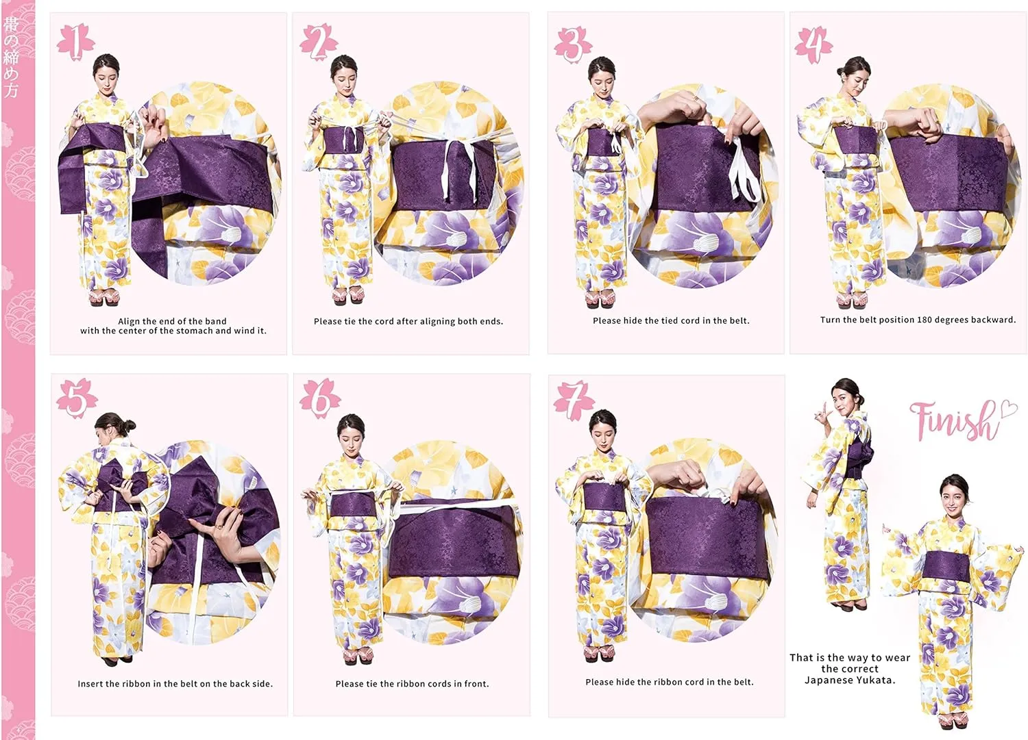 Dita ENSHU Women's Traditional Easy Wearing Kawaii Yukata Robe(Japanese Casual Kimono) Full Set 4