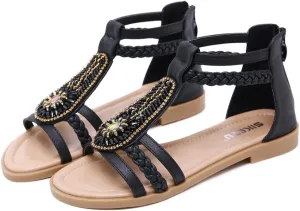 DKCHENH Ethnic Style Women's Summer Casual Vintage Sandals Flat Shoes Outdoor Shoes