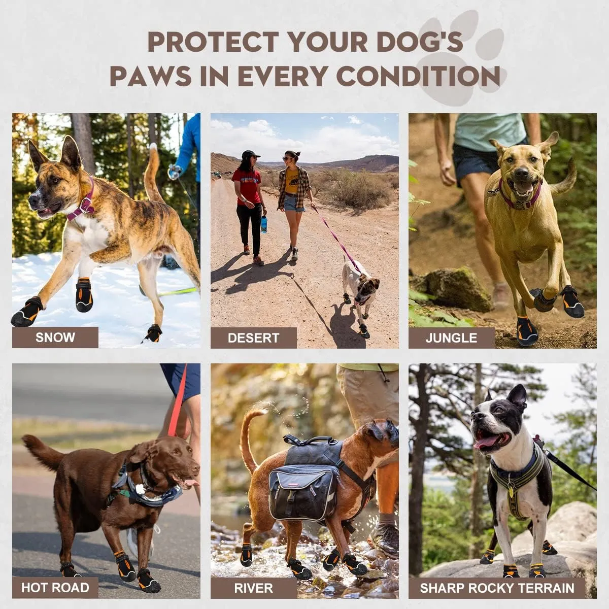 Dog Shoes for Large Dogs,Waterproof Dog Boots for Summer Hot Pavement Winter Snow,Anti-Slip Rubber Dog Booties Paw Protector for Outdoor Walking Hiking (Black,3")