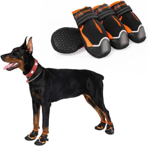 Dog Shoes for Large Dogs,Waterproof Dog Boots for Summer Hot Pavement Winter Snow,Anti-Slip Rubber Dog Booties Paw Protector for Outdoor Walking Hiking (Black,3")