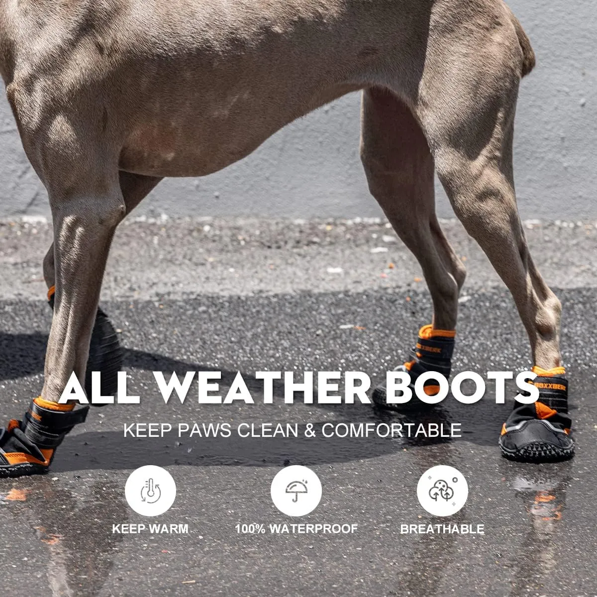 Dog Shoes for Large Dogs,Waterproof Dog Boots for Summer Hot Pavement Winter Snow,Anti-Slip Rubber Dog Booties Paw Protector for Outdoor Walking Hiking (Black,3")