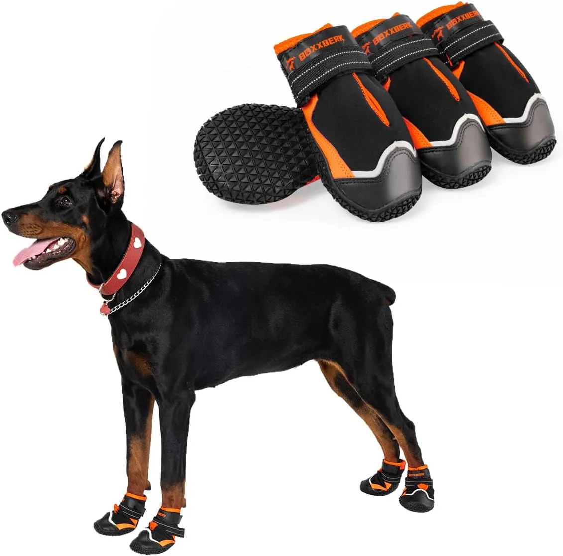 Dog Shoes for Large Dogs,Waterproof Dog Boots for Summer Hot Pavement Winter Snow,Anti-Slip Rubber Dog Booties Paw Protector for Outdoor Walking Hiking (Black,3")