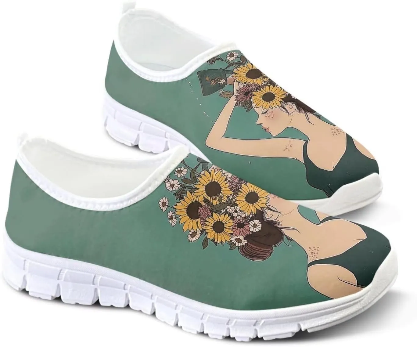 Doojoayie Womens Slip On Walking Shoes Comfort Flats Workout Jogging Driving Shoes