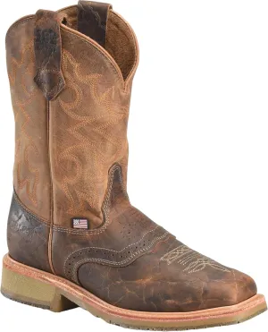 DOUBLE-H Mens 11" Safety Toe Square Toe Roper Western-Boot, Durable Leather Boots, Slip-Resistant, Work & Casual Wear