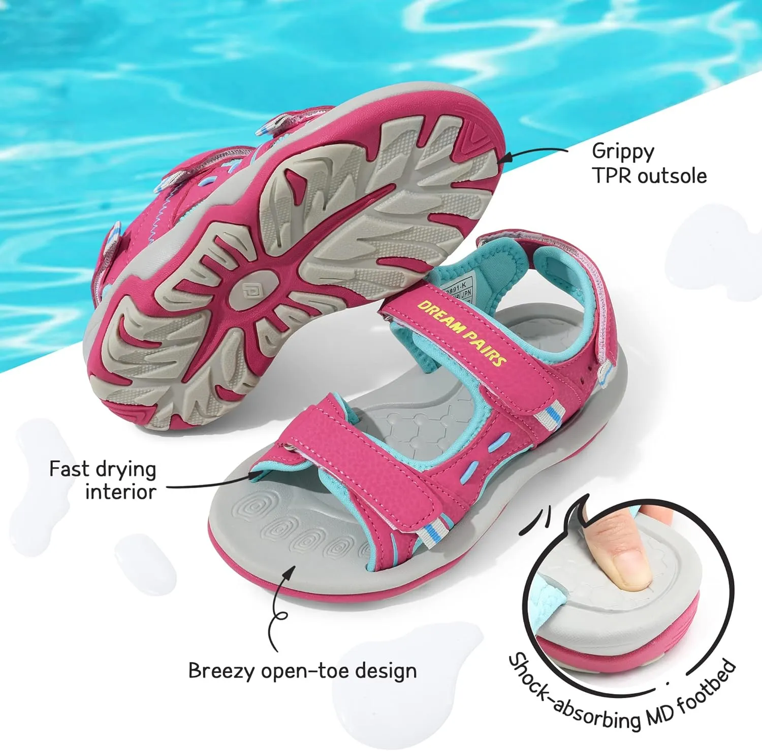 DREAM PAIRS Boys Girls Fashion Athletic Summer Sports Sandals(Toddler/Little Kid/Big Kid)