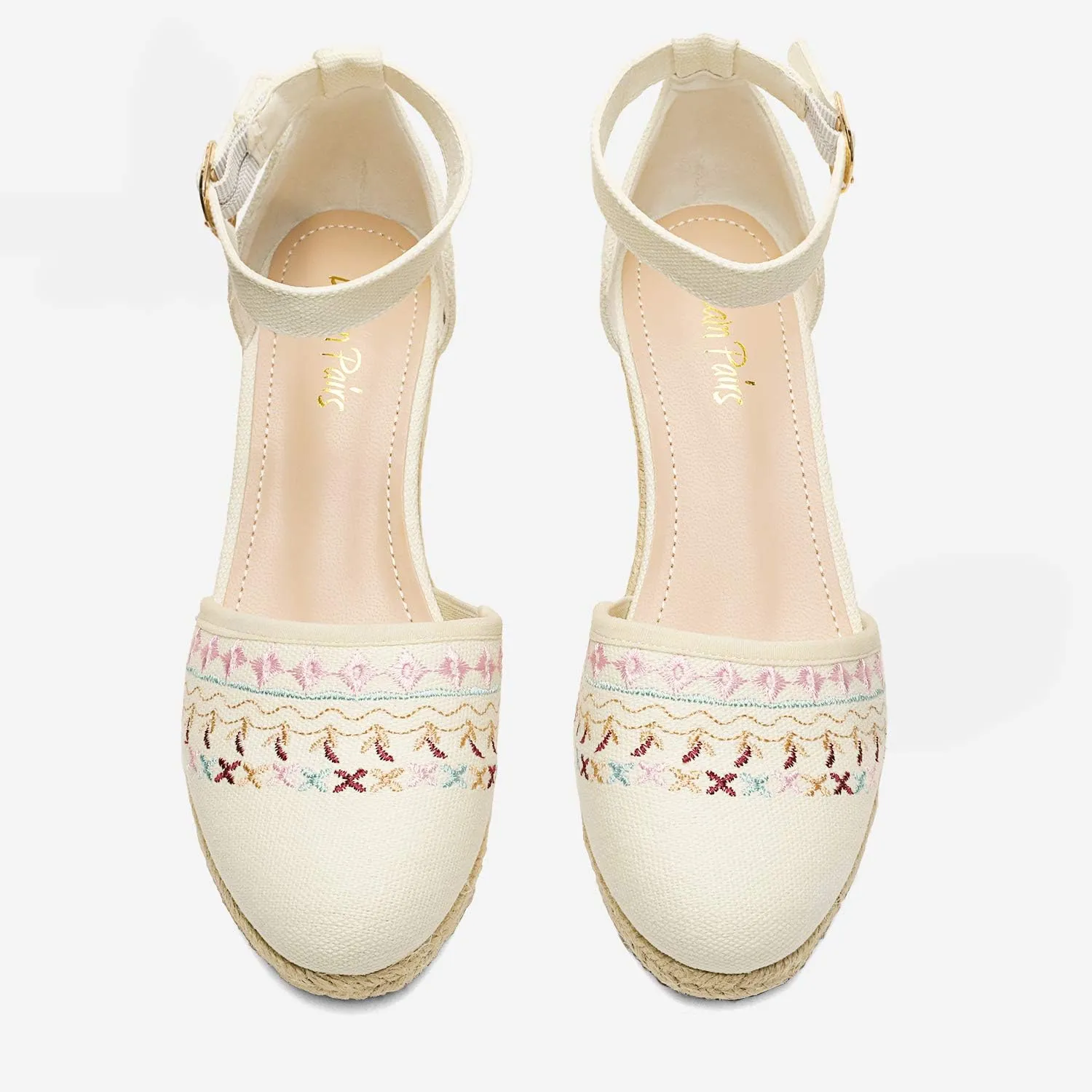 DREAM PAIRS Women's Espadrilles Closed Toe Ankle Strap Dressy Platform Wedge Sandals