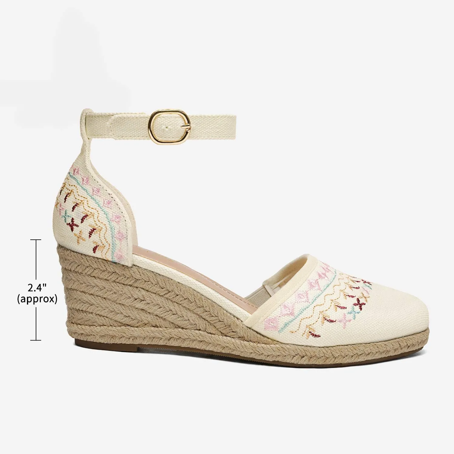 DREAM PAIRS Women's Espadrilles Closed Toe Ankle Strap Dressy Platform Wedge Sandals