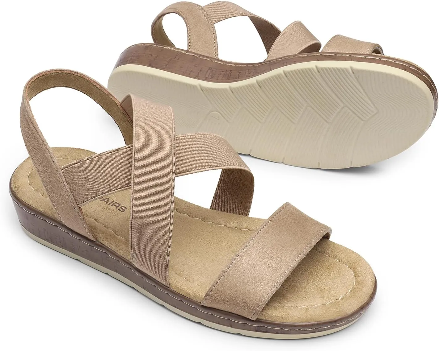 DREAM PAIRS Women's Summer Dressy Low Wedge Heels Comfortable Slip on Casual Flat Sandals for Walking Vacation