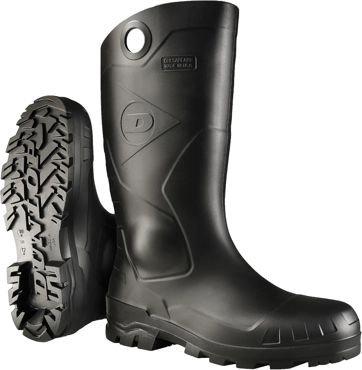 Dunlop Protective Footwear, Chesapeake plain toe Black Amazon, 100% Waterproof PVC, Lightweight and Durable
