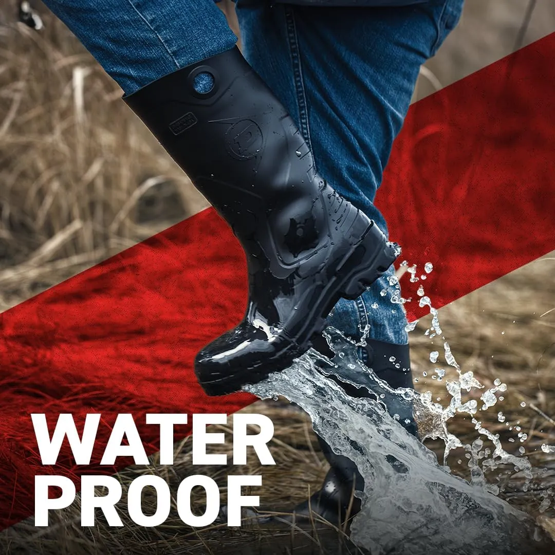 Dunlop Protective Footwear, Chesapeake plain toe Black Amazon, 100% Waterproof PVC, Lightweight and Durable
