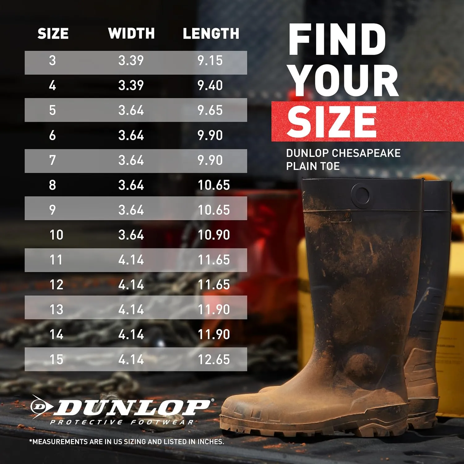 Dunlop Protective Footwear, Chesapeake plain toe Black Amazon, 100% Waterproof PVC, Lightweight and Durable