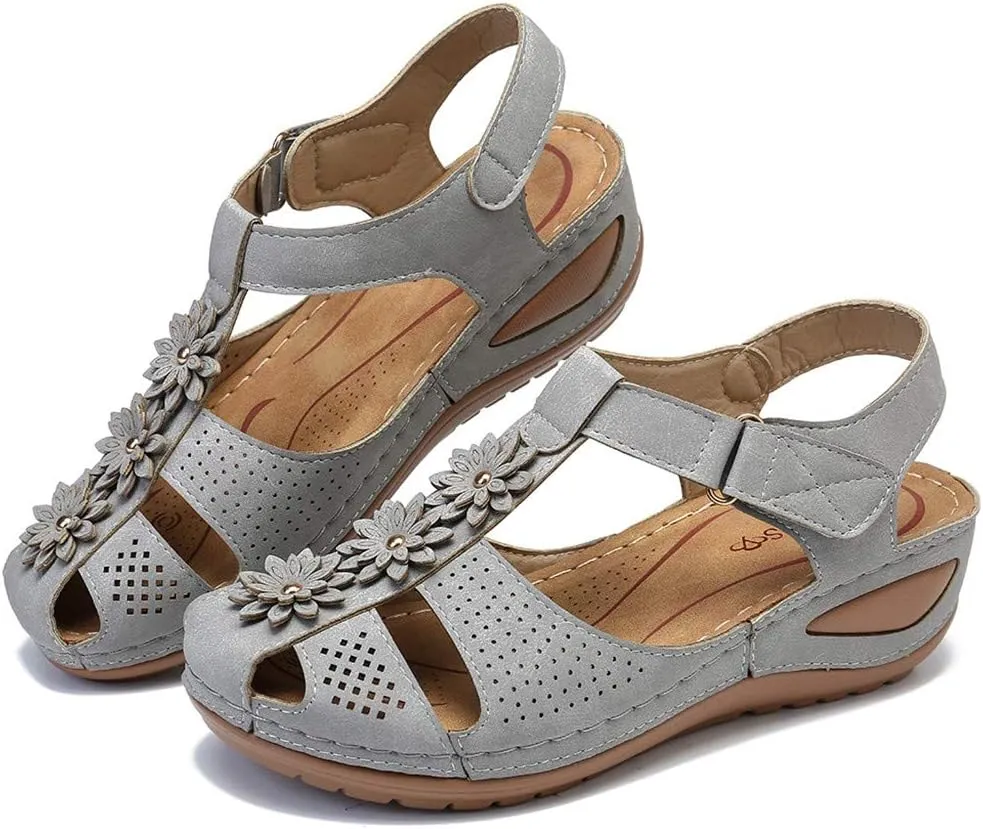 Eduavar Sandals for Women Dressy Summer, Womens Sandals Dressy Hollow Sole Platform Sandals Summer Round Toe Outdoor Shoes