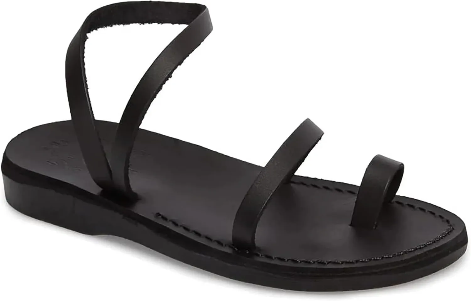 Ella - Leather Ankle Strap Flat Sandal - Womens Sandals