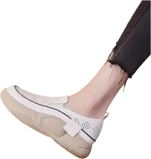 Ellniges]【Summer Loafers Women Chunky Sole Slip-On Casual Shoes, Breathable Mesh Round Toe with Soft Cushion for Height & All-Day Comfort