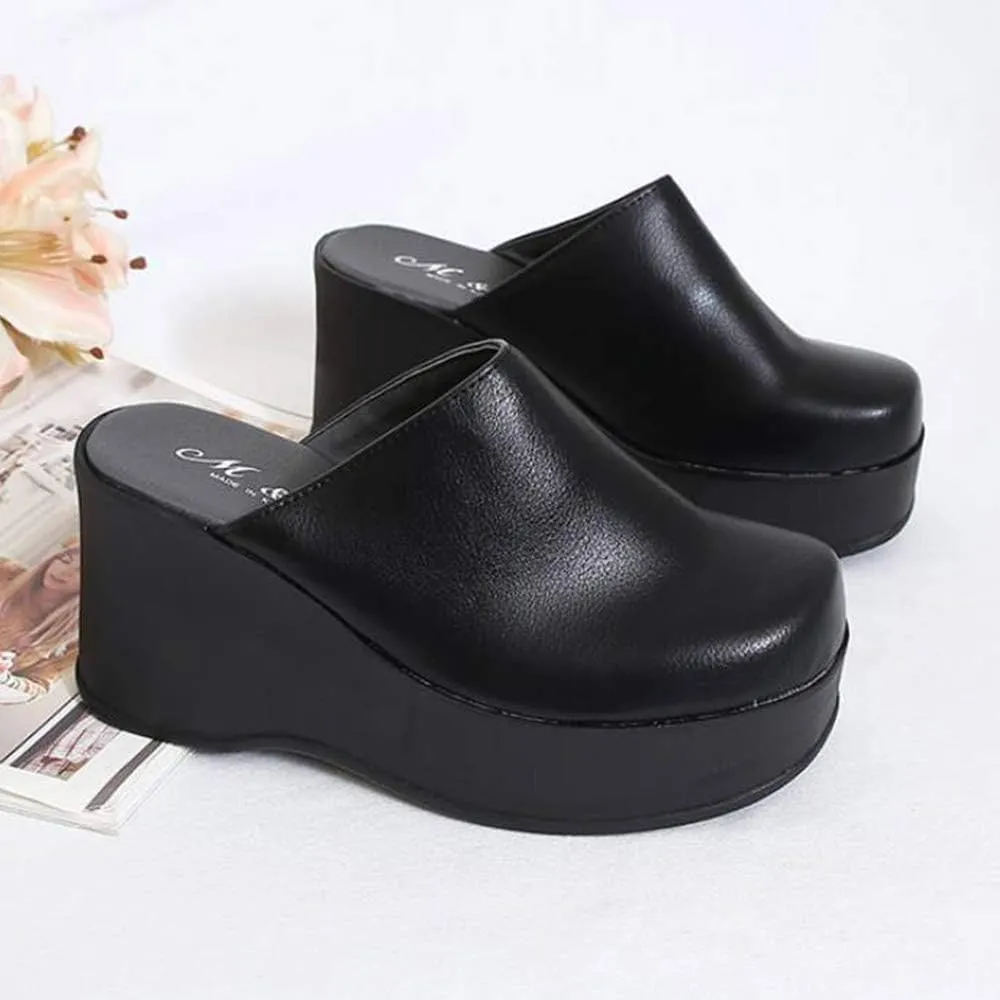 epdavin Women's Closed Toe Platform High Heel Slip On Backless Clogs Slides Mules Shoes