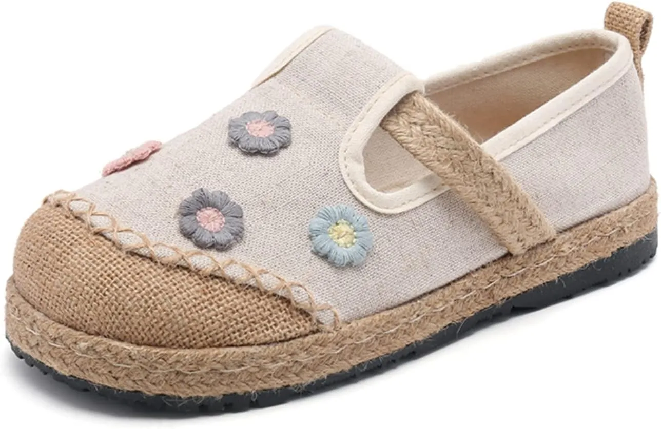 Espadrilles for Women Flat Slip on Loafers House Shoes Floral Embroidered Shoes Casual Linen Everyday Hiking Shoes